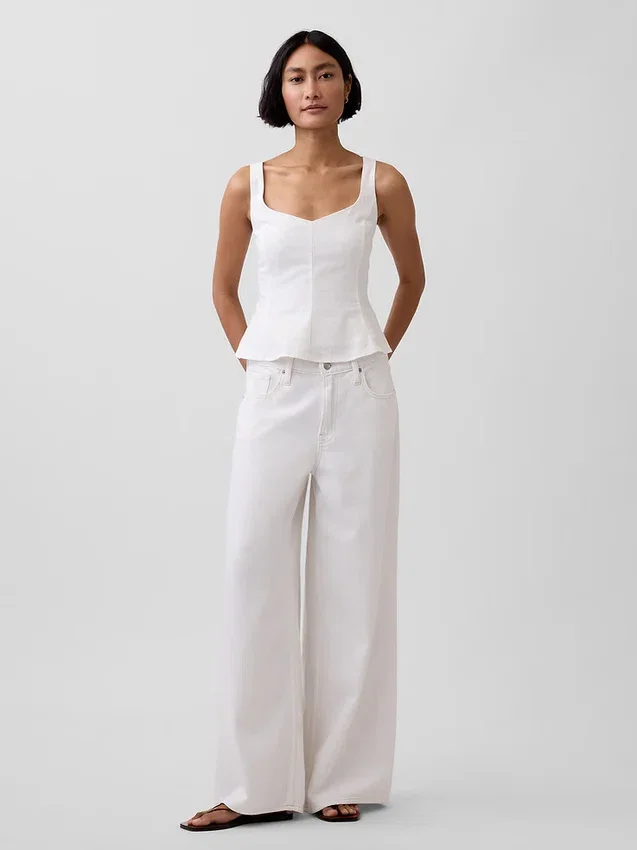 Peplum-top i linneblandning