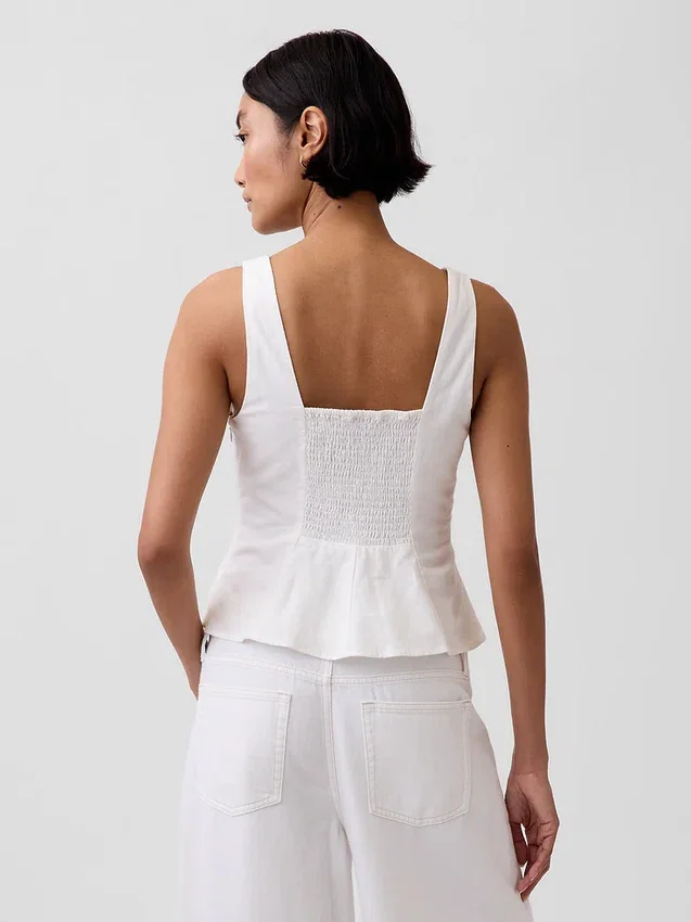 Peplum-top i linneblandning