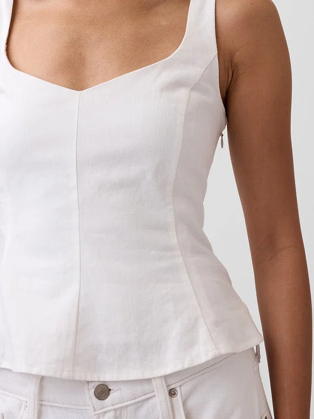 Peplum-top i linneblandning