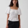 Peplum-top med fyrkantig halsringning