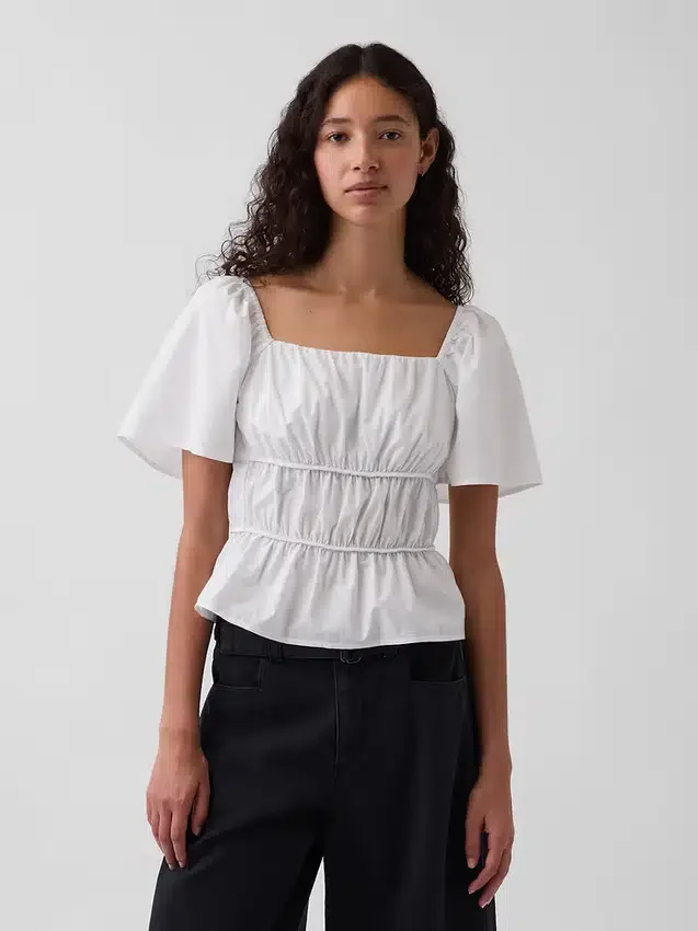 Peplum-top med fyrkantig halsringning