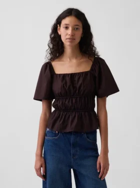 Peplum-top med fyrkantig halsringning