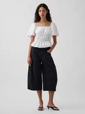 Peplum-top med fyrkantig halsringning