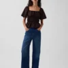 Peplum-top med fyrkantig halsringning