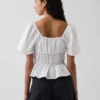 Peplum-top med fyrkantig halsringning