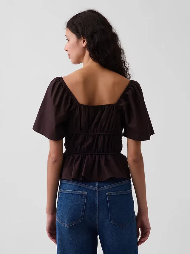 Peplum-top med fyrkantig halsringning