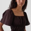 Peplum-top med fyrkantig halsringning
