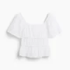 Peplum-top med fyrkantig halsringning
