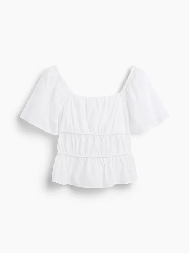 Peplum-top med fyrkantig halsringning