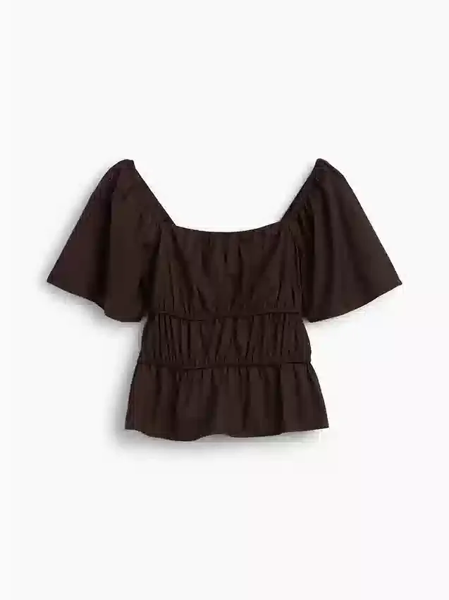 Peplum-top med fyrkantig halsringning