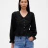 Peplum-top med krage och V-ringning