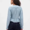 Peplum-top med krage och V-ringning
