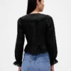 Peplum-top med krage och V-ringning