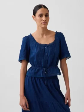 Peplum-top med spetskant