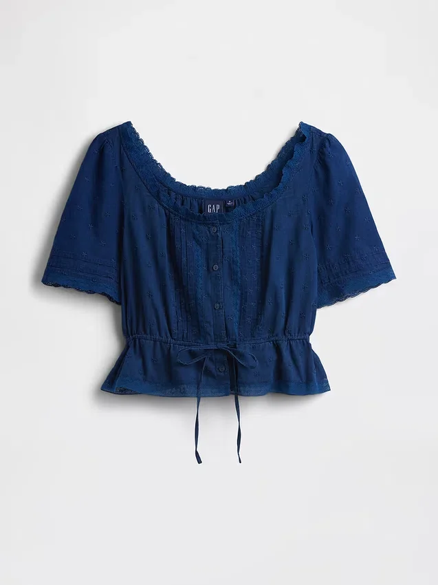 Peplum-top med spetskant