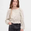 Peplum-toppar i krusad tröja för barn
