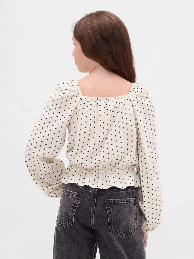 Peplum-toppar i krusad tröja för barn