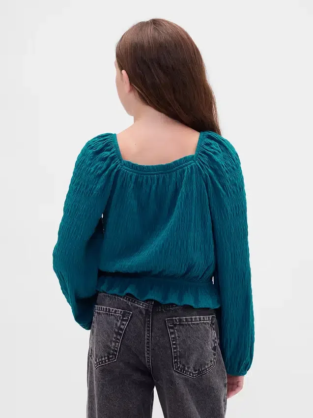 Peplum-toppar i krusad tröja för barn