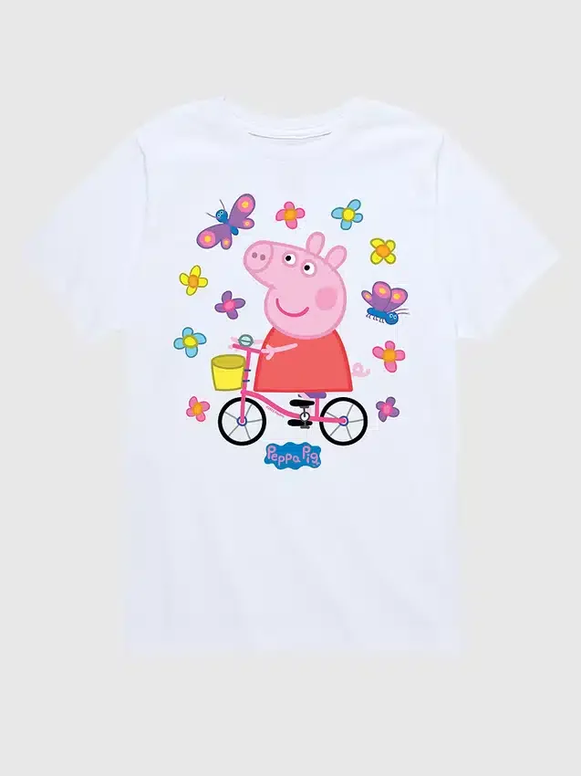 Peppa Pig-T-shirt med korta ärmar för småbarn: ”Bike Butterflies”