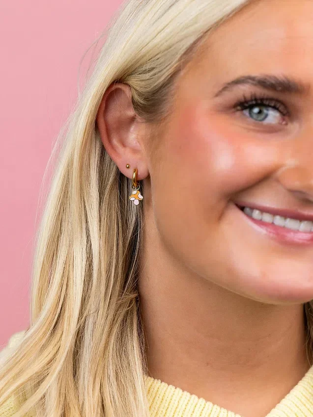 Pierced Co-berlocker med trädgårdssvampar till huggie-örhängen