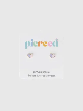 Pierced Co Heart Duo-örhängen med skruvstift