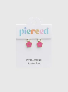 Pierced Co Hot Pink Flower-berlock till Huggie-örhängen