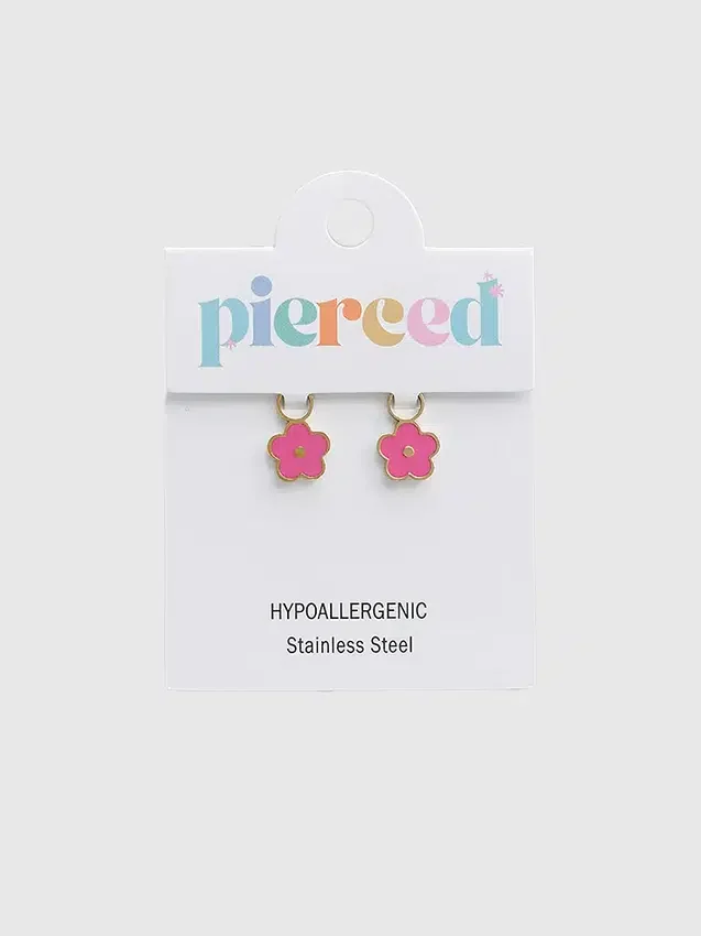 Pierced Co Hot Pink Flower-berlock till Huggie-örhängen