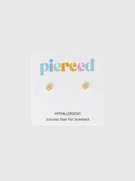 Pierced Co små klassiska örhängen med skruvstängning i form av en blomma