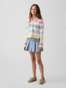 Plisserad minikjol i denim för barn