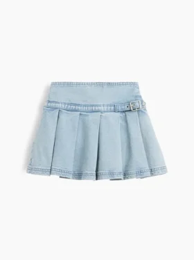 Plisserad minikjol i denim för barn