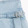 Plisserad minikjol i denim för barn