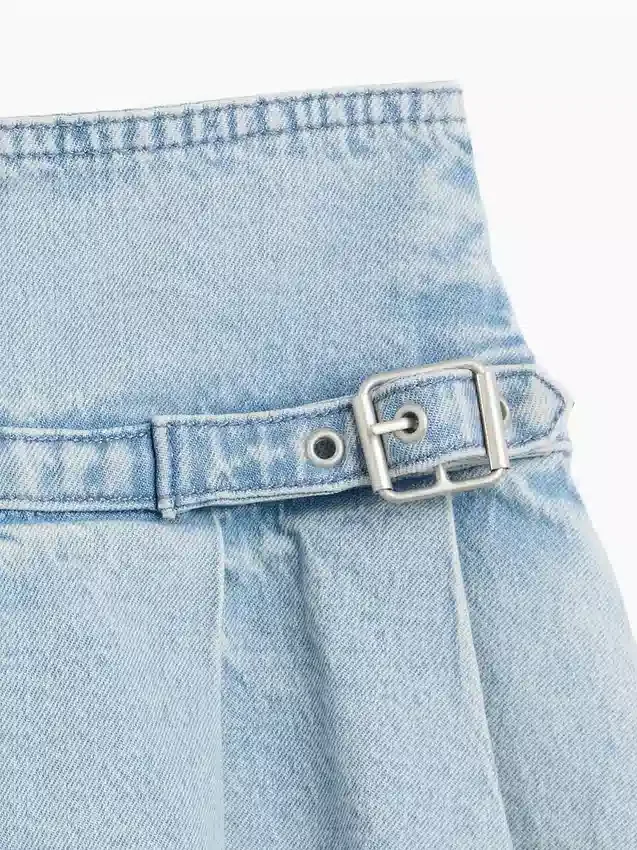 Plisserad minikjol i denim för barn