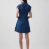 Plisserad miniklänning i denim