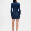 Plisserad miniklänning i denim