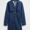 Plisserad miniklänning i denim