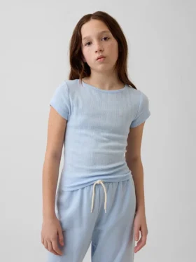 Pointelle-ribbad, figursydd T-shirt för barn