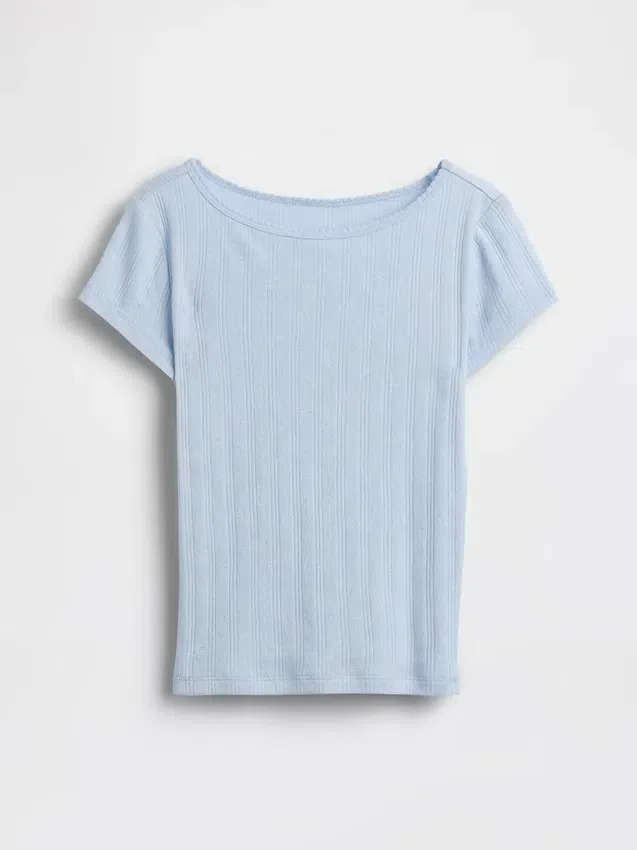 Pointelle-ribbad, figursydd T-shirt för barn