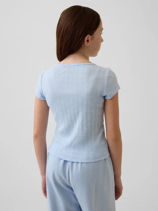 Pointelle-ribbad, figursydd T-shirt för barn