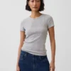 Pointelle-T-shirt med rund hals