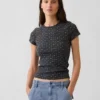 Pointelle-T-shirt med rund hals