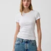 Pointelle-T-shirt med rund hals