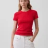 Pointelle-T-shirt med rund hals