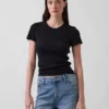 Pointelle-T-shirt med rund hals