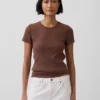 Pointelle-T-shirt med rund hals