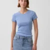Pointelle-T-shirt med rund hals