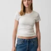 Pointelle-T-shirt med rund hals