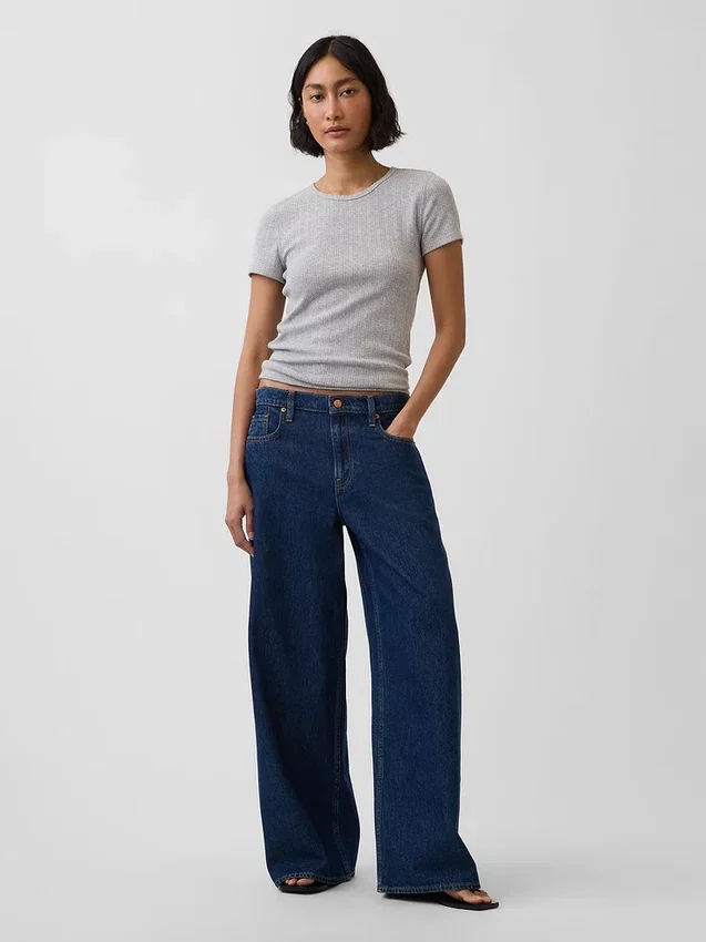Pointelle-T-shirt med rund hals