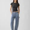 Pointelle-T-shirt med rund hals