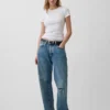 Pointelle-T-shirt med rund hals
