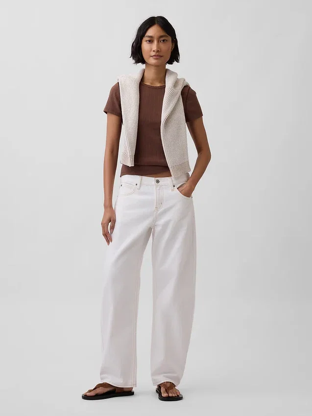 Pointelle-T-shirt med rund hals